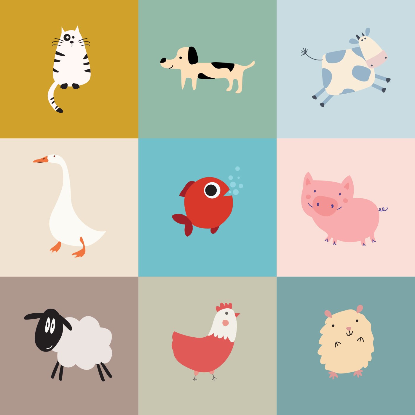 Animals flashcards for babies